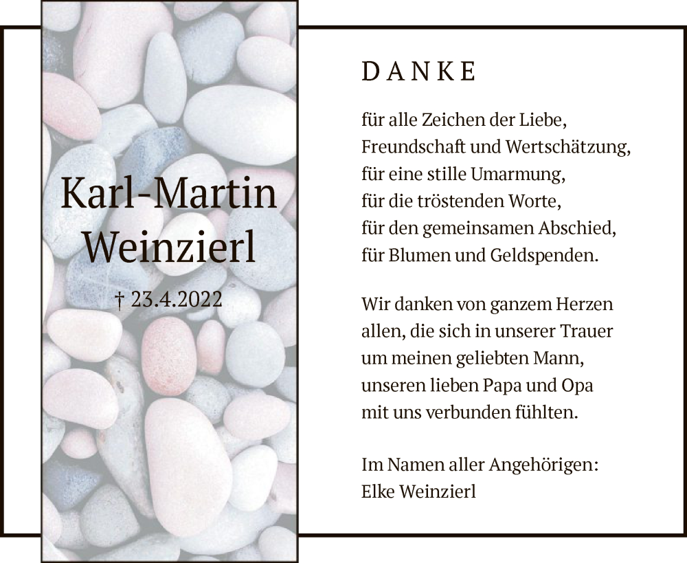  Traueranzeige für Karl-Martin Weinzierl vom 28.05.2022 aus HNA