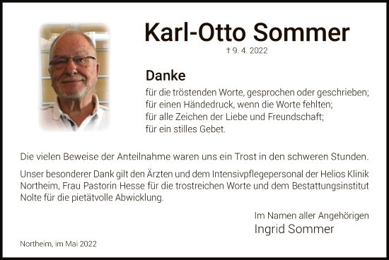 Traueranzeige von Karl-Otto Sommer von HNA