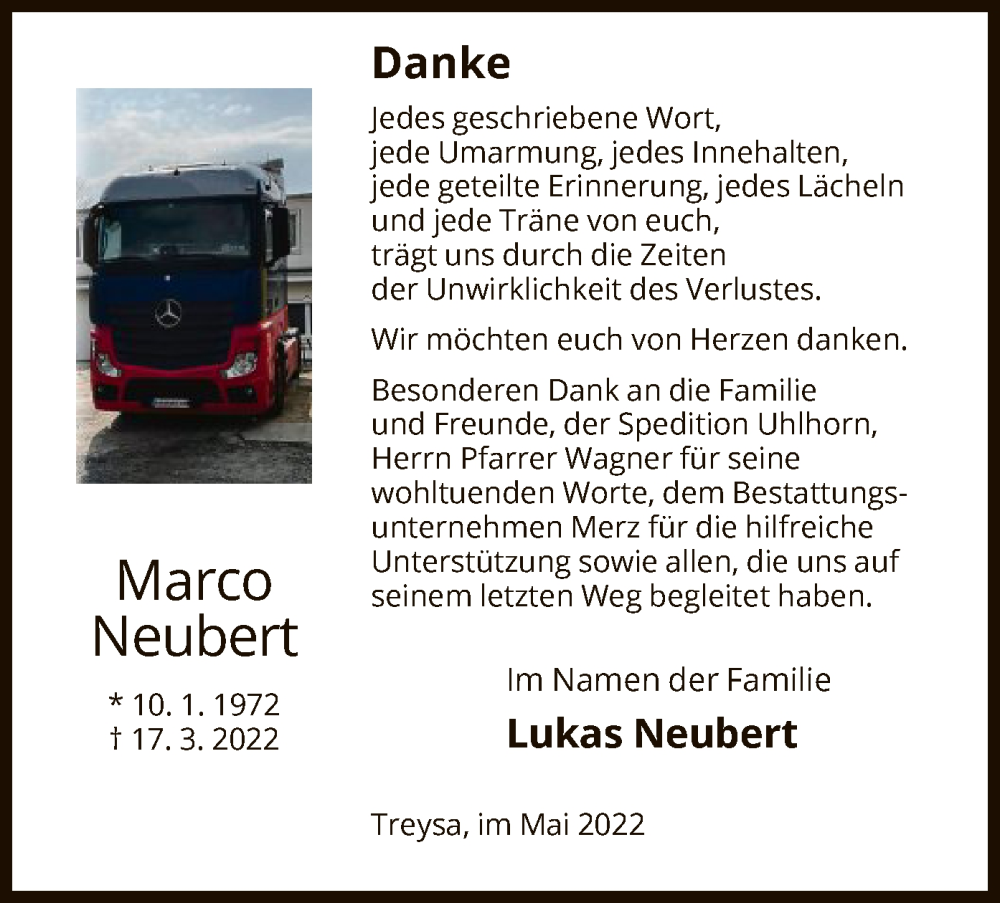  Traueranzeige für Marco Neubert vom 07.05.2022 aus HNA