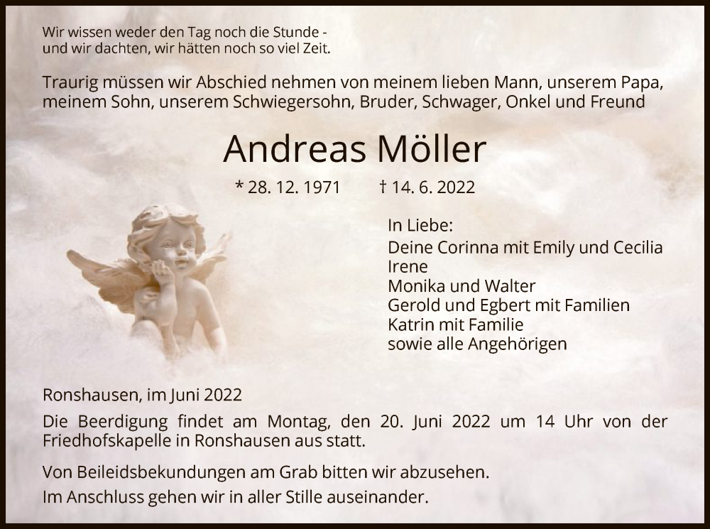  Traueranzeige für Andreas Möller vom 18.06.2022 aus HNA