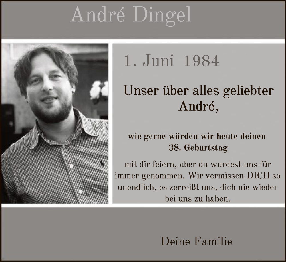  Traueranzeige für André Dingel vom 01.06.2022 aus HNA