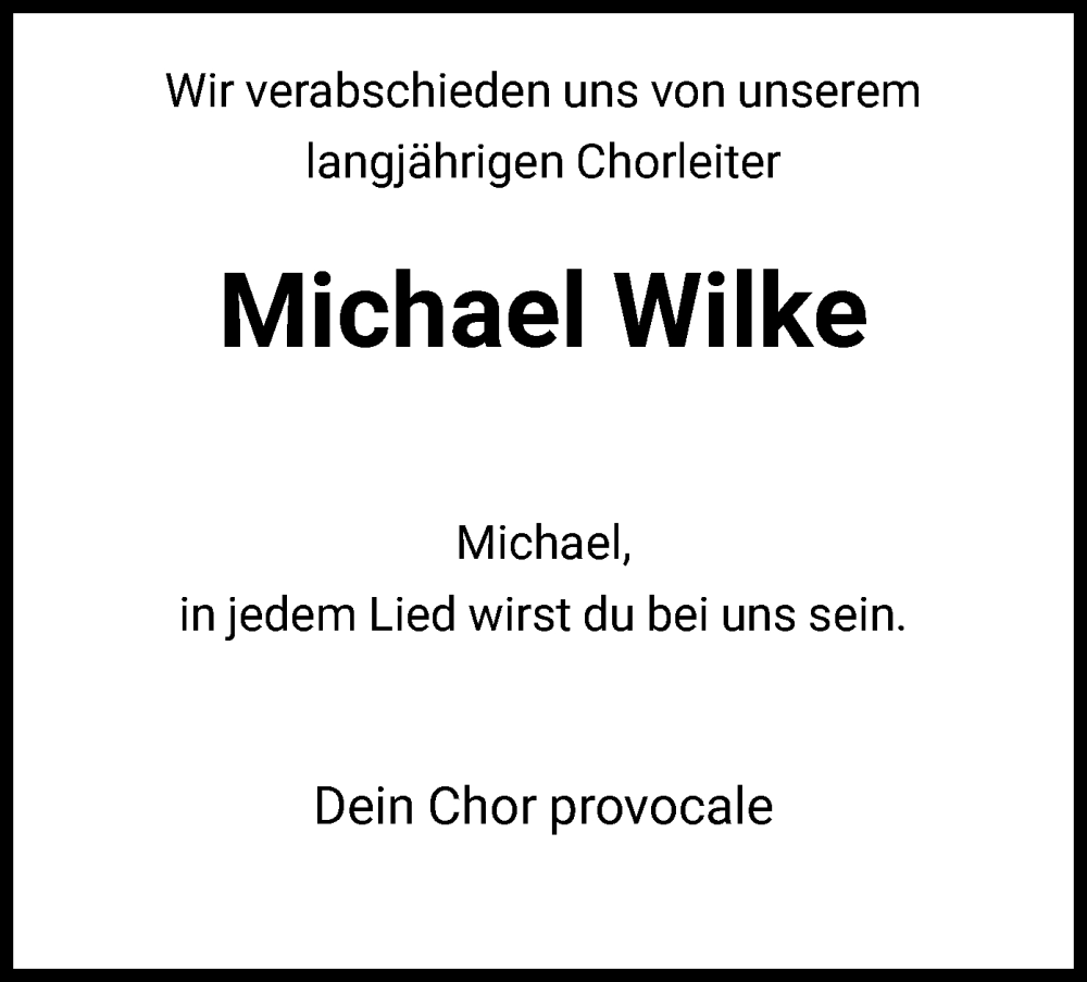  Traueranzeige für Michael Wilke vom 11.06.2022 aus HNA
