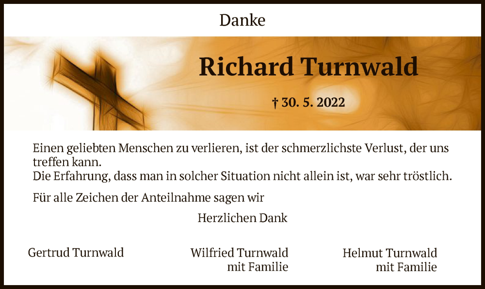  Traueranzeige für Richard Turnwald vom 25.06.2022 aus HNA