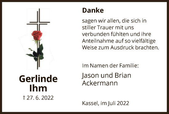 Traueranzeige von Gerlinde Ihm von HNA