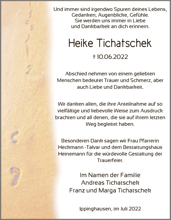 Traueranzeige von Heike Tichatschek von HNA