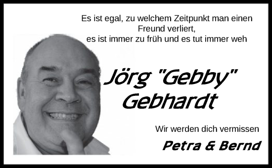 Traueranzeige von Jörg Gebhardt von HNA