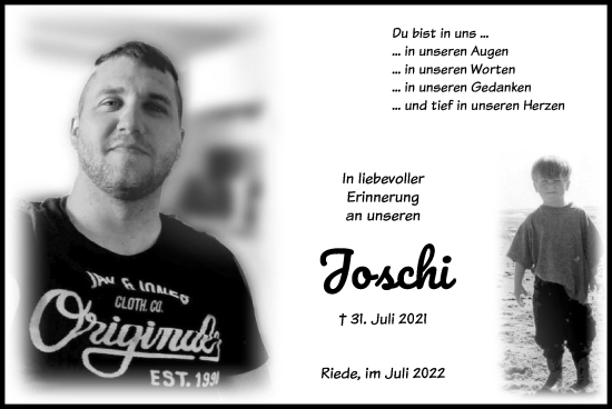 Traueranzeige von Joscha Fritz von HNA