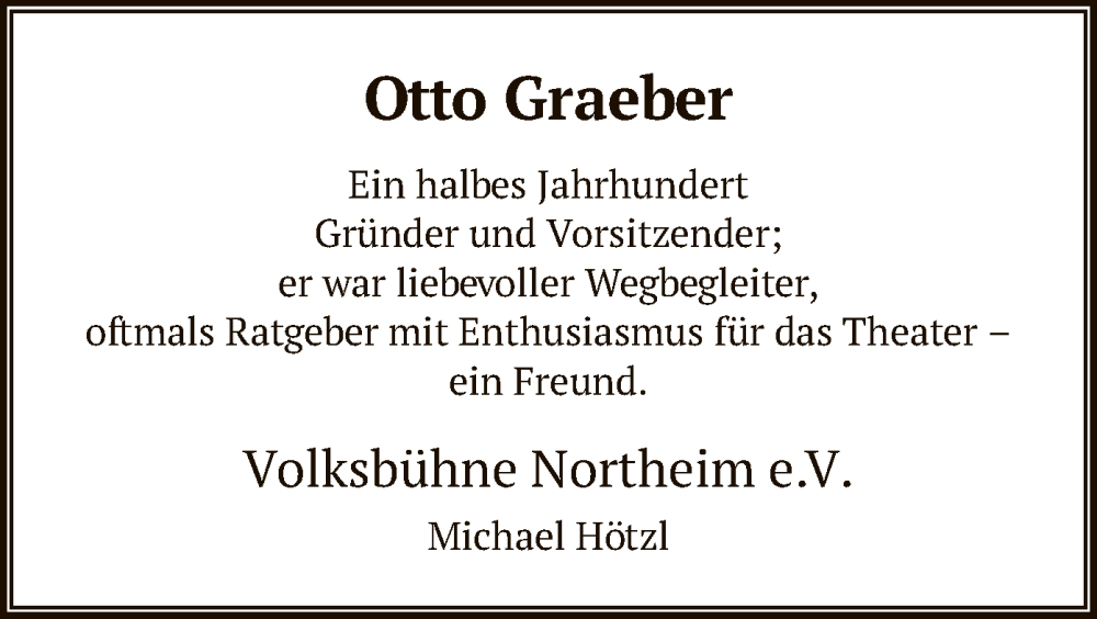  Traueranzeige für Otto Graeber vom 12.07.2022 aus HNA