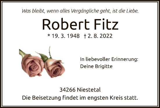 Traueranzeigen von Robert Fitz Trauer.HNA.de