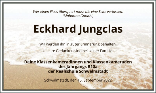 Traueranzeige von Eckhard Jungclas von HNA