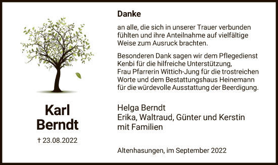 Traueranzeige von Karl Berndt von HNA