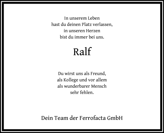 Traueranzeige von Ralf  von HNA