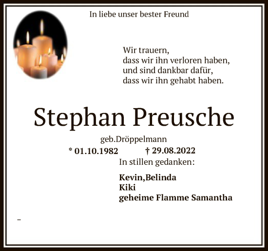Traueranzeige von Stephan Preusche von HNA