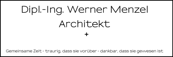 Traueranzeige von Werner Menzel von HNA