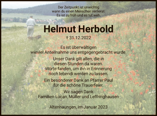 Traueranzeige von Helmut Herbold von HNA