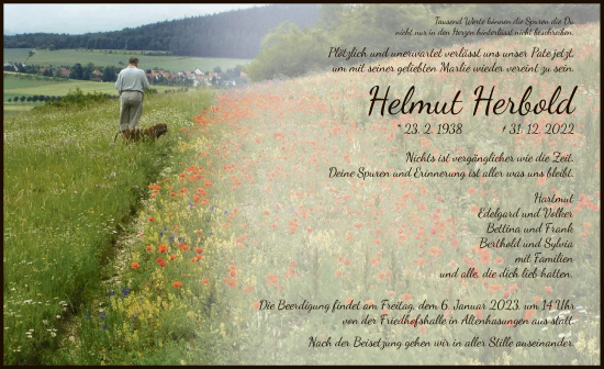 Traueranzeige von Helmut Herbold von HNA