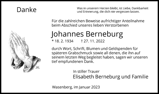 Traueranzeige von Johannes Berneburg von HNA