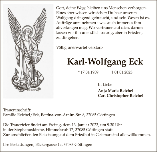 Traueranzeige von Karl-Wolfgang Eck von HNA