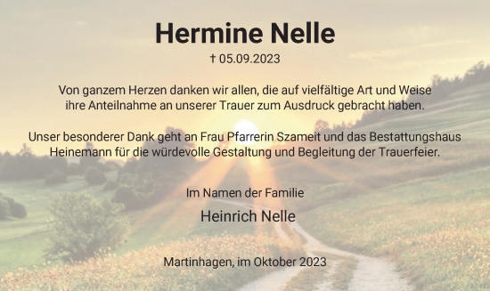 Traueranzeige von Hermine Nelle von HNA