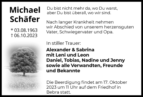 Traueranzeige von Michael Schäfer von HNAHNA