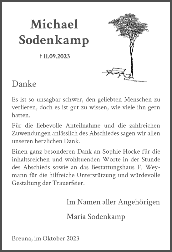 Traueranzeige von Michael Sodenkamp von HNAHNA