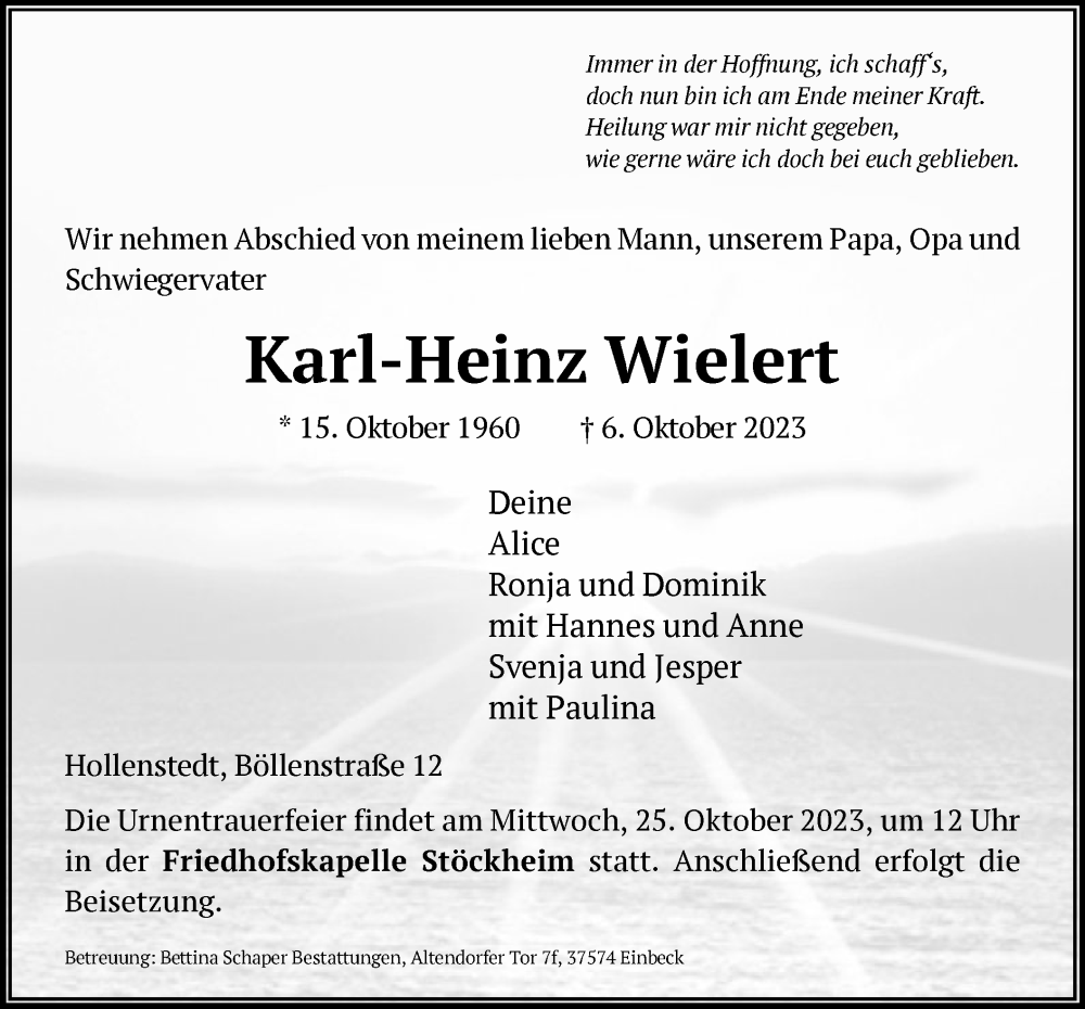  Traueranzeige für Reinhard Meier vom 21.10.2023 aus HNA