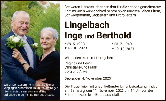 Traueranzeige von Inge Lingelbach von HNA