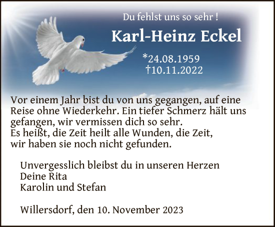 Traueranzeige von Karl-Heinz Eckel von HNA