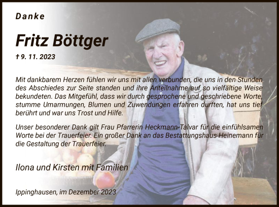 Traueranzeige von Fritz Böttger von HNA