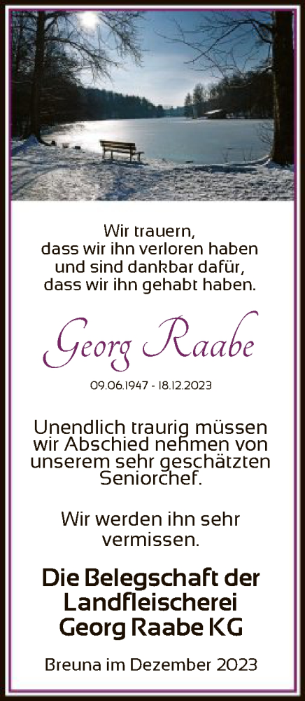 Traueranzeige von Georg Raabe von HNAHNAHNA