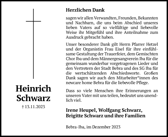 Traueranzeigen Von Heinrich Schwarz | Trauer.HNA.de