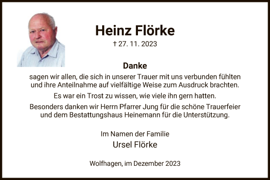 Traueranzeige von Heinz Flörke von HNA