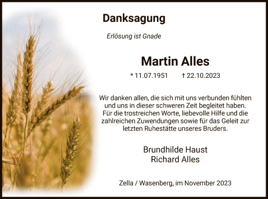 Traueranzeige von Martin Alles von HNA