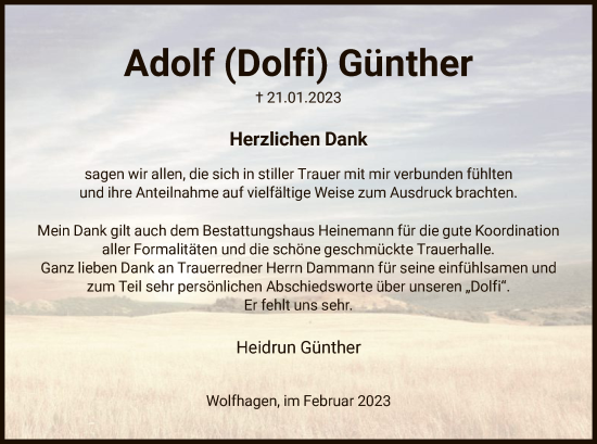 Traueranzeige von Adolf  Günther von HNA