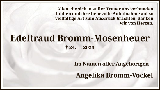 Traueranzeige von Edeltraud Bromm-Mosenheuer von HNA