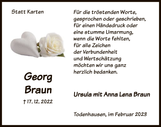Traueranzeige von Georg Braun von HNA