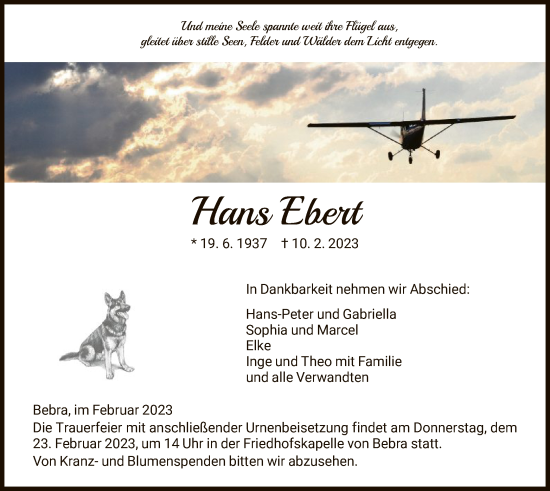 Traueranzeige von Hans Ebert von HNA