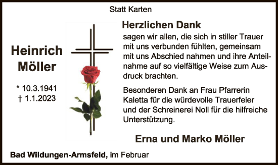 Traueranzeige von Heinrich Möller von WLZ