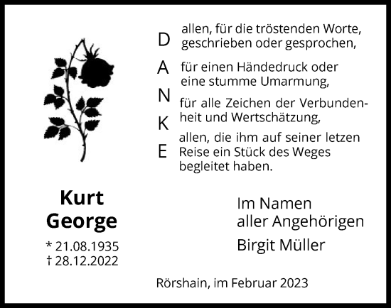 Traueranzeige von Kurt George von HNA