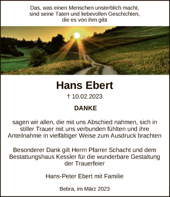 Traueranzeige von Hans Ebert von HNA