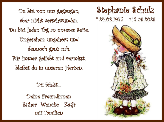 Traueranzeige von Stephanie Schulz von HNA