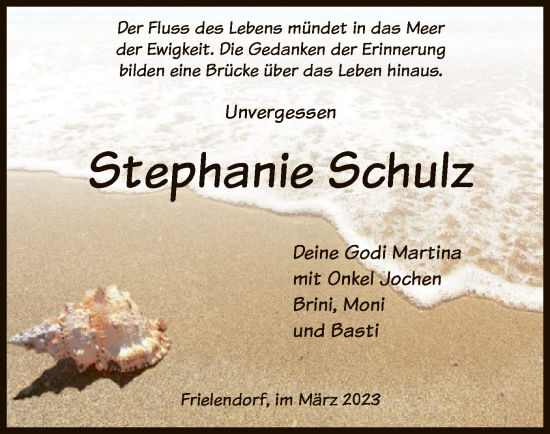 Traueranzeige von Stephanie Schulz von HNA