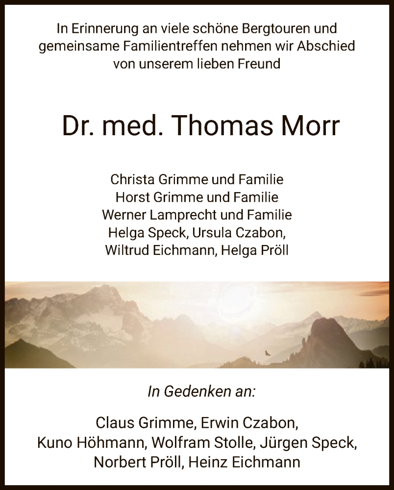  Traueranzeige für Thomas Morr vom 15.03.2023 aus HNA
