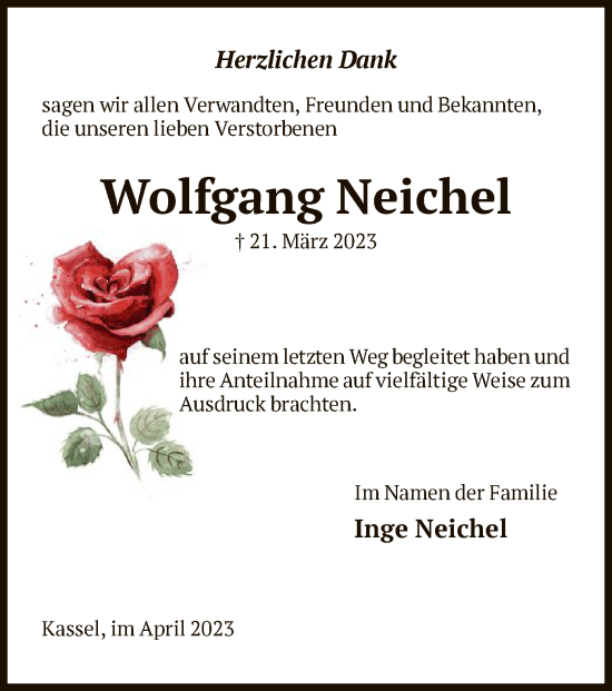 Traueranzeige von Wolfgang Neichel von HNA