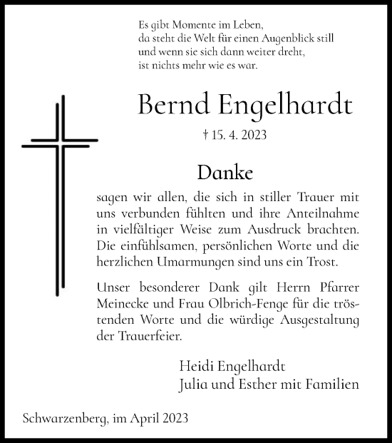 Traueranzeige von Bernd Engelhardt von HNA