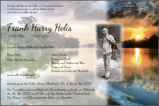 Traueranzeige von Frank Harry Helis von HNA