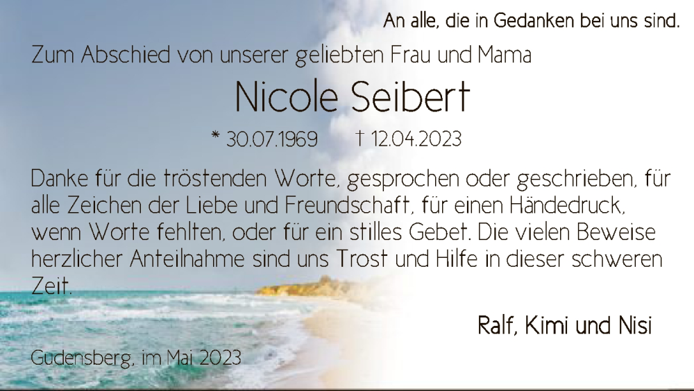  Traueranzeige für Nicole Seibert vom 27.05.2023 aus HNA