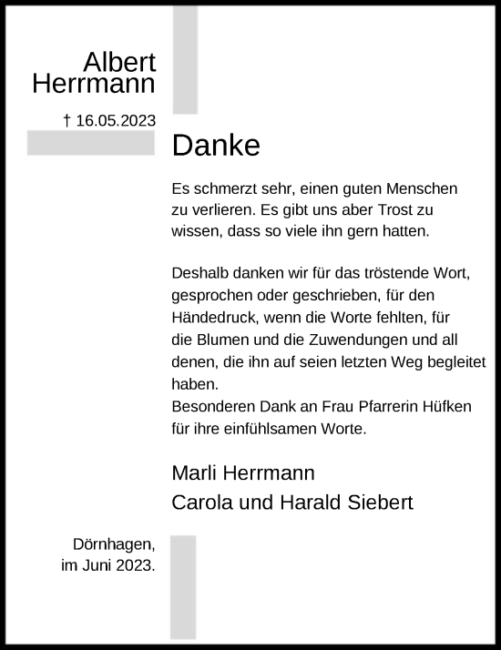 Traueranzeige von Albert Herrmann von HNA