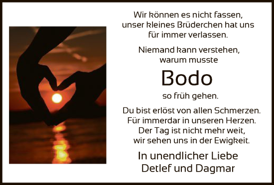 Traueranzeige von Bodo  von HNA