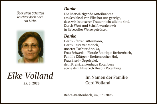 Traueranzeige von Elke Volland von HNA